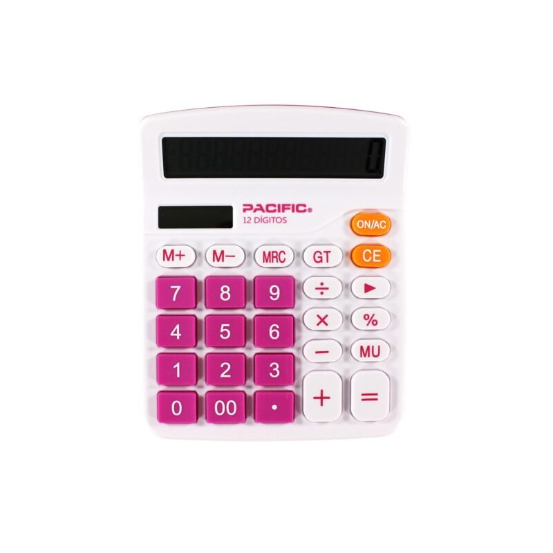 calculadora 12 digitos, funciones basicas, memoria y calculo de cadena. pila aa. pink — vista 3