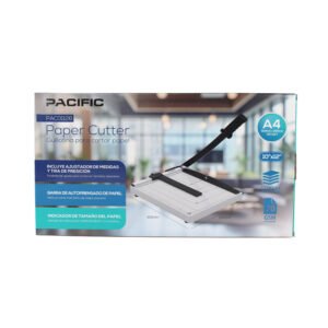 guillotina a4, 300x250mm, corta 12 hojas, base metalica, regleta paralela, empuÑadura ergonomica.