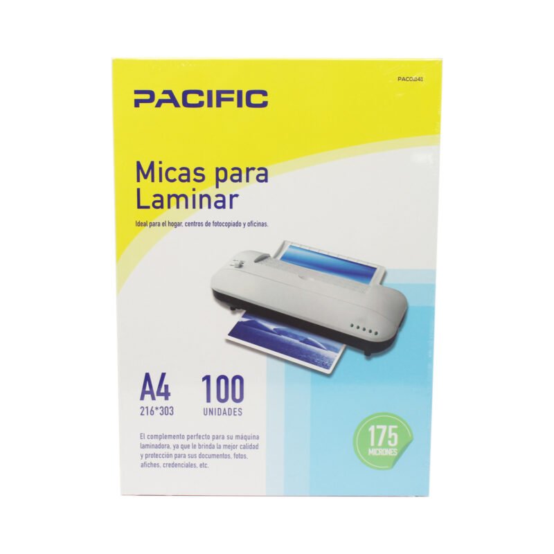 laminas termolaminadora pacific formato a4/175mic 100 un.