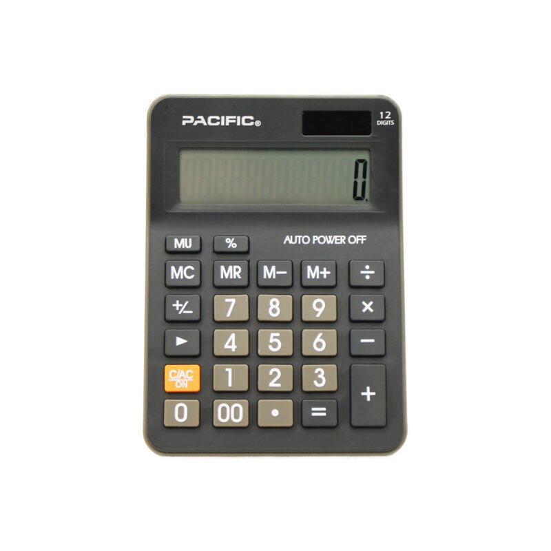 calculadora pacific, 12 digitos, pantalla lcd, tecla porcentaje, teclas funcionales.