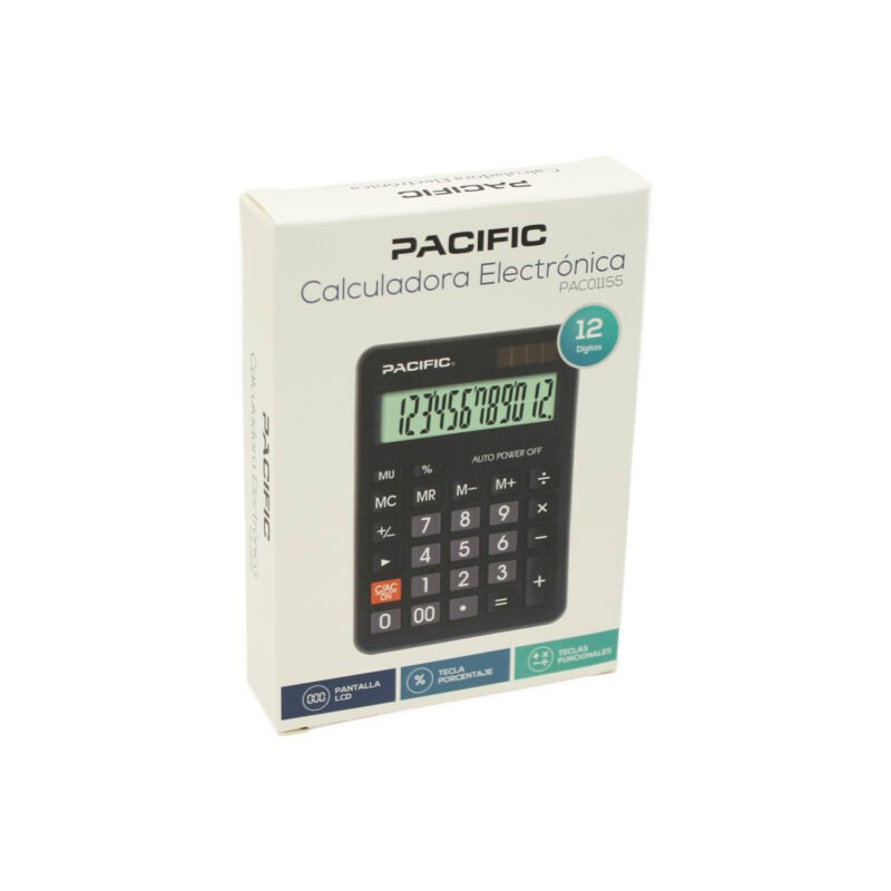 calculadora pacific, 12 digitos, pantalla lcd, tecla porcentaje, teclas funcionales. — vista 2