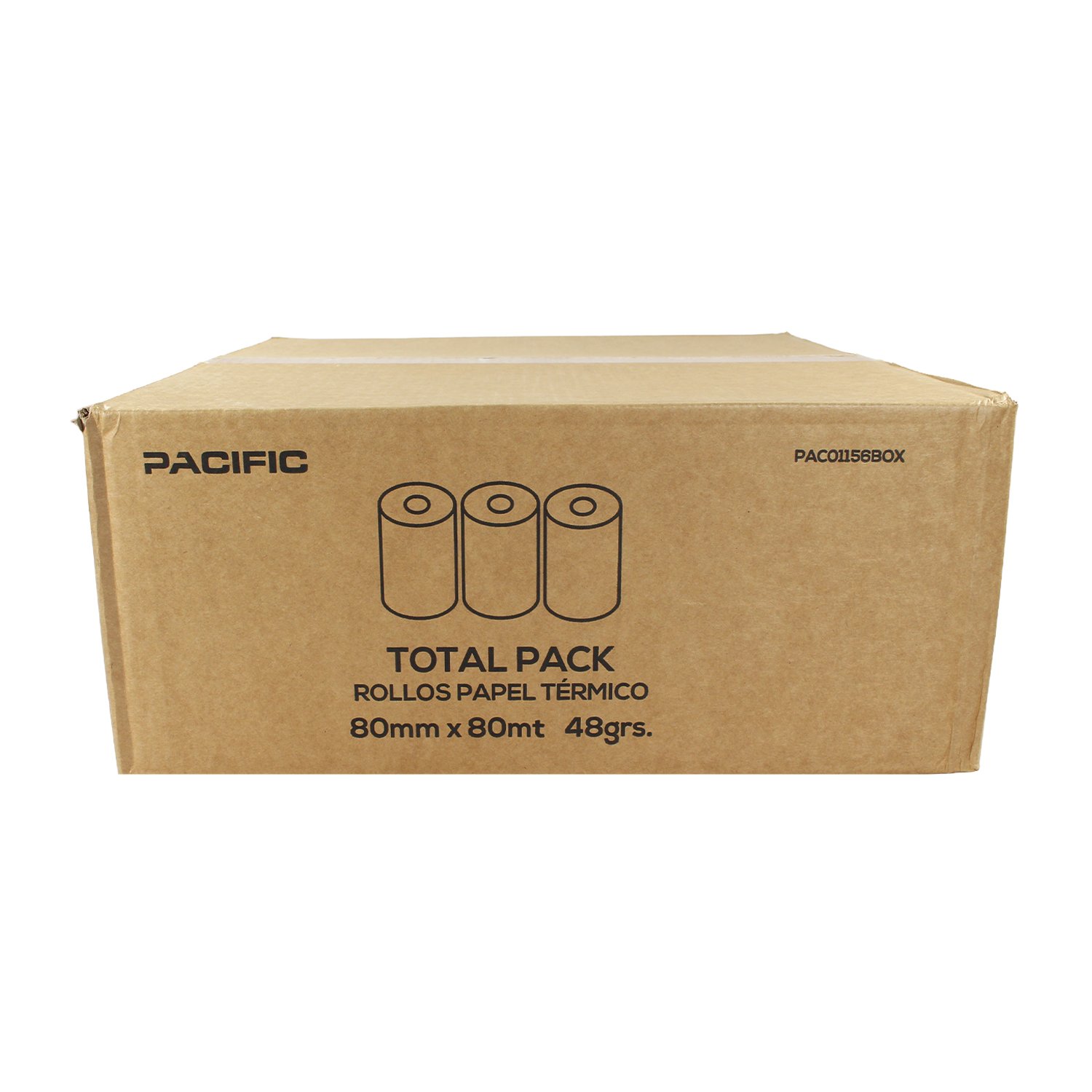 rollo de papel termico pacific pack 50 un. 80mm x 80mm 48gr, para termicas. rollo de papel termico pacific pack 50 un. 80mm x 80mm 48gr, para termicas.