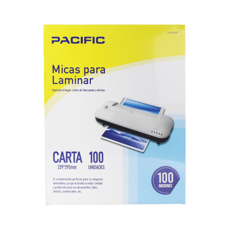 laminas termolaminadora pacific formato carta/100mic 100 un.