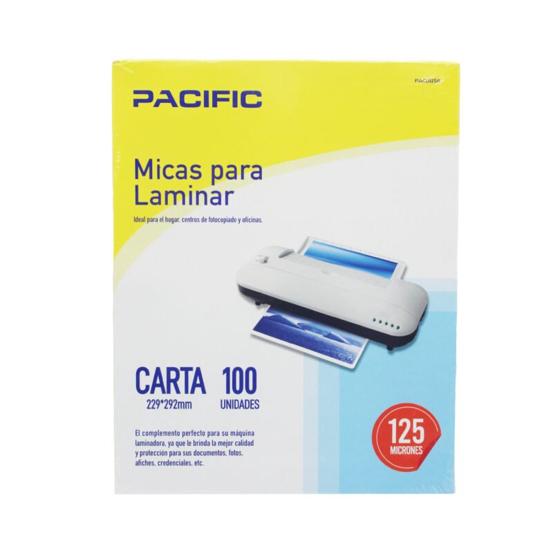 laminas termolaminadora pacific formato carta/125mic 100 un.