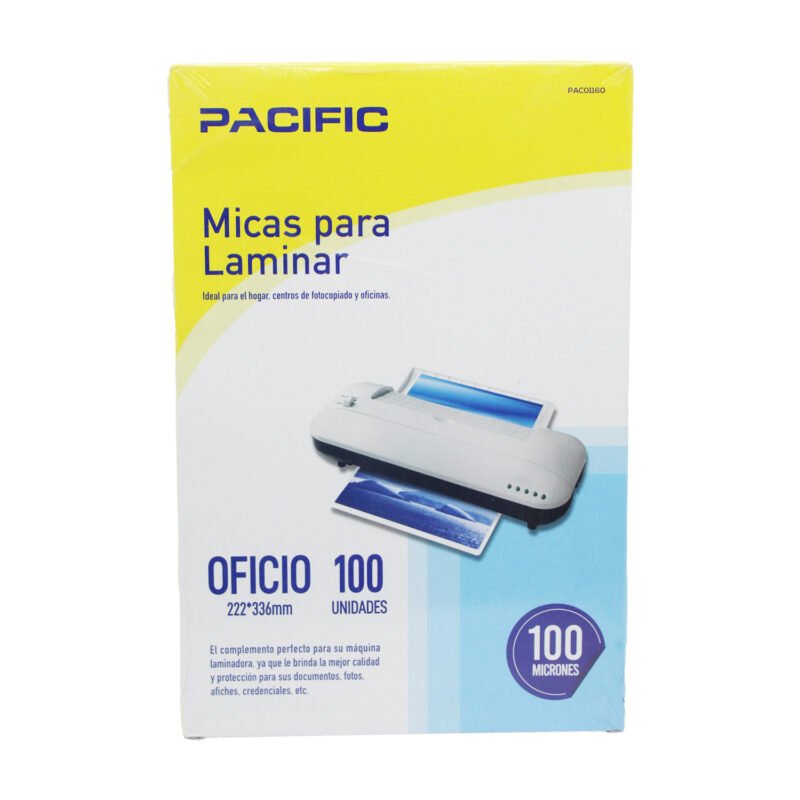laminas termolaminadora pacific formato oficio/100mic 100 un.