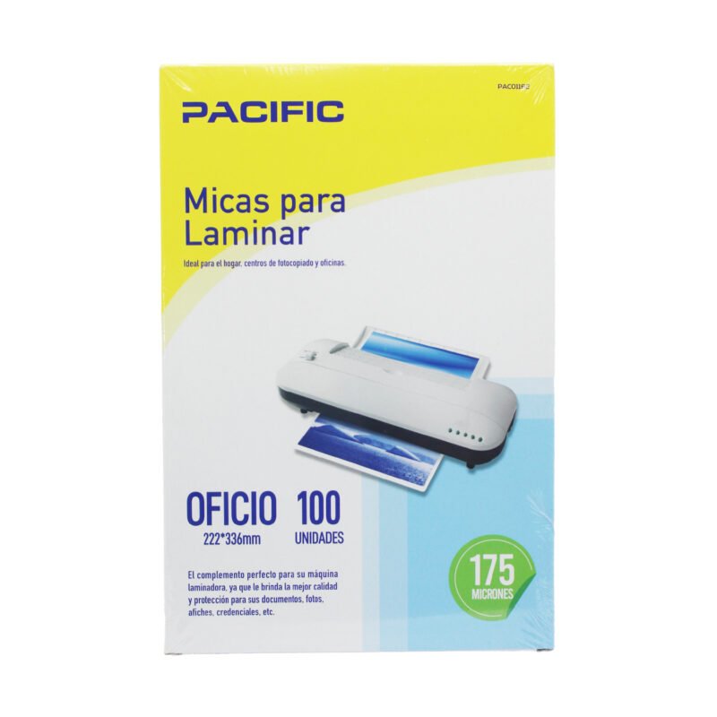 laminas termolaminadora pacific formato oficio/175mic 100 un.