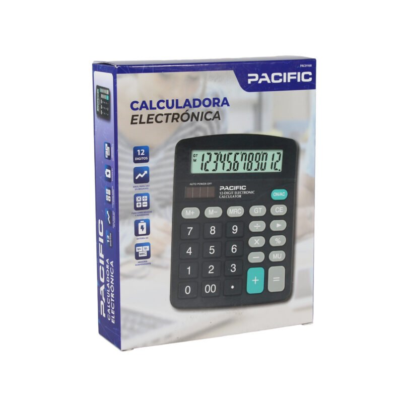calculadora electronica pacific color de 12 digitos, pilas aa. — vista 2