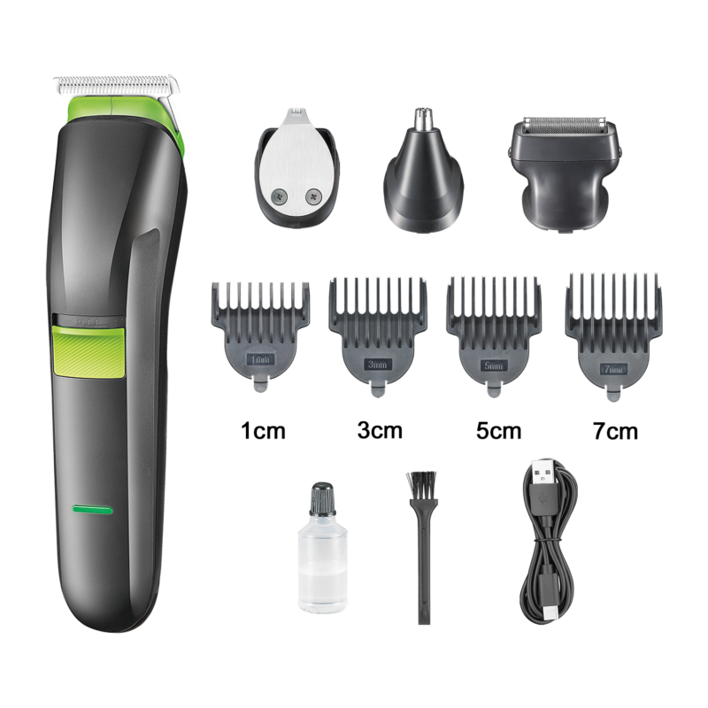 afeitadora htc inalambrica 4 en 1, recortadora de vello, hoja de precision, cortadora de vello para nariz y orejas, cabeza magnetica desmontable, recargable tipo c — vista 2