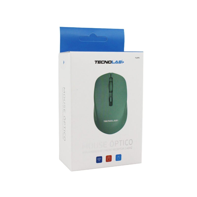 mouse tecnolab inalambrico 2.4g+bt green carga tipo c — vista 2