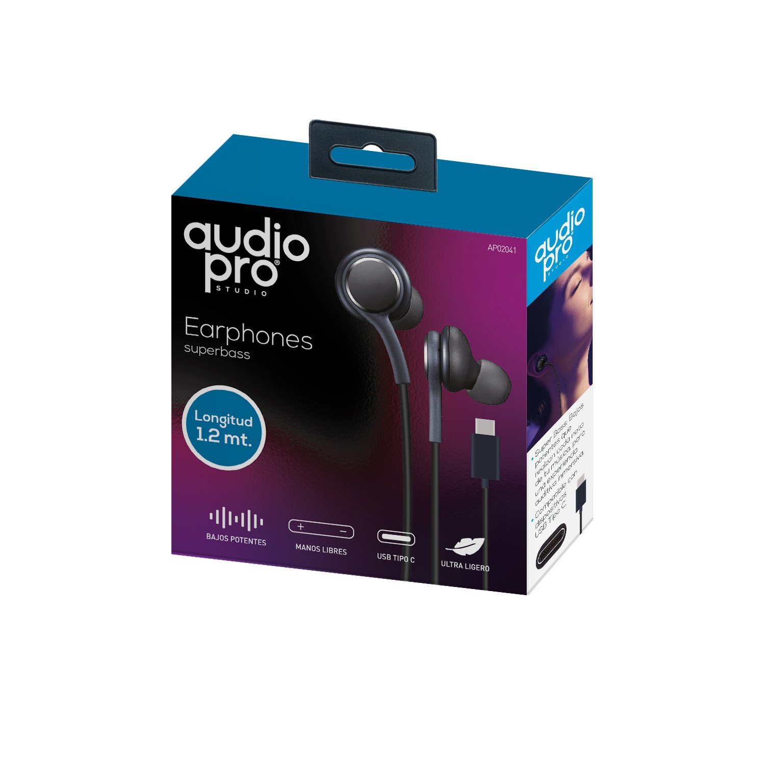 audifono tipo c audiopro manos libres, black audifono tipo c audiopro manos libres, black