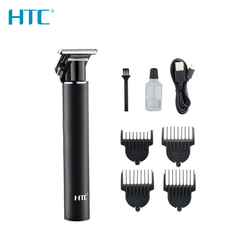 cortadora de pelo htc inalambrica, cuerpo de aluminio, betrÍa de litio 600 mah., carga de 2 horas. recargable tipo c. incluye 4 peines, aceite lubricante, cable de carga usb. — vista 2