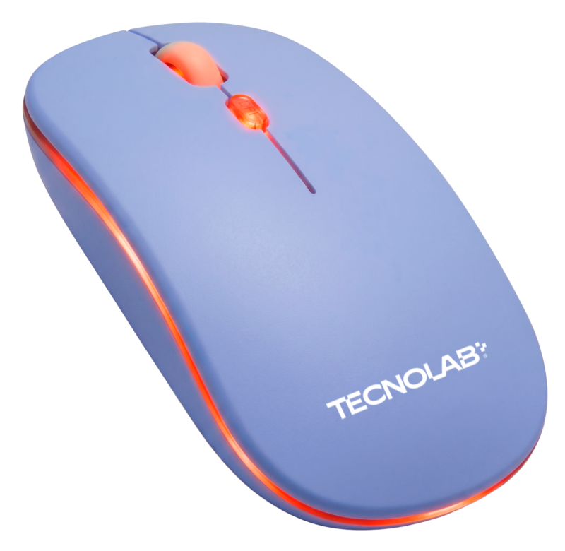 Mouse Óptico Silencioso Tecnolab RGB Dual (Bluetooth 5.2 + 2.4 GHz) Azul — vista 3
