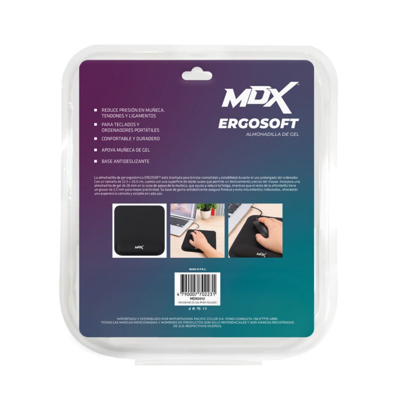 mousepad de gel mdx con almohadilla de gel, ergonomico, antideslizante y de silicona. black — vista 2