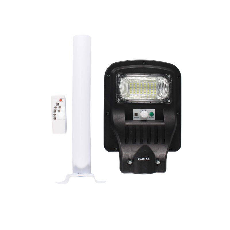 foco solar raimax de 60w de potencia, bateria de 4000mah, 500 600 lumenes, led 5730, proteccion ip65 con control remoto y soporte incluido — vista 2
