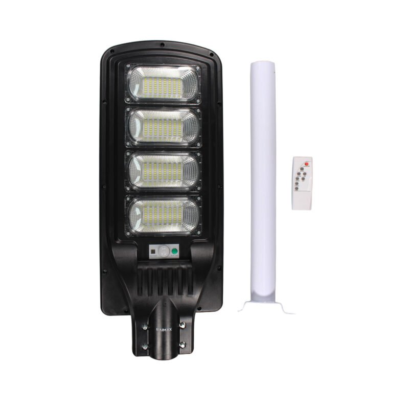 foco solar raimax de 240w de potencia, bateria de 13000mah, 1600 1800 lumenes, led 5730, proteccion ip65 con control remoto y soporte incluido — vista 2