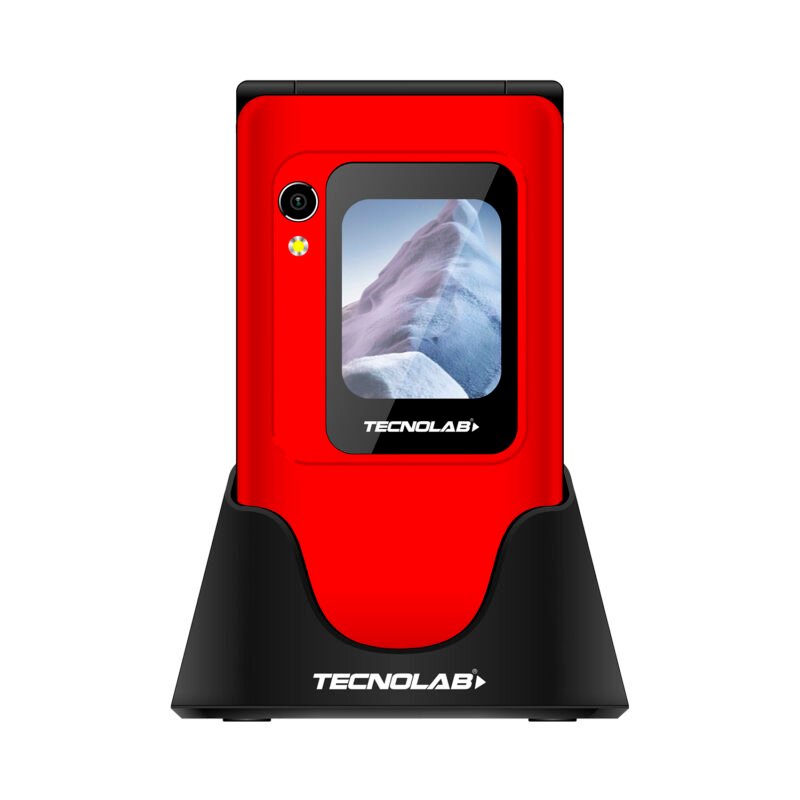 telefono senior 4g, doble pantalla 2.8 y 1.77", sim dual, boton sos, entrada tipo c, camara 0.3mp, bateria 1400mah, memoria 128 + 48mb con potenciador de audio red — vista 2