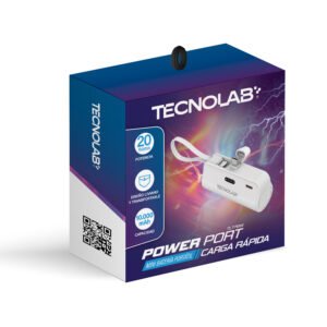power bank tecnolab usb tipo c y lightning white