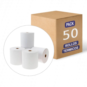 rollo de papel termico pacific pack 50 un. 80mm x 80mm 48gr, para termicas.