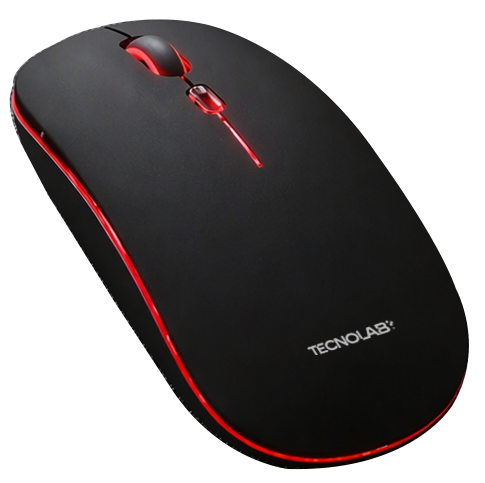 Mouse Óptico Silencioso Tecnolab RGB Dual (Bluetooth 5.2 + 2.4 GHz) Negro — vista 3