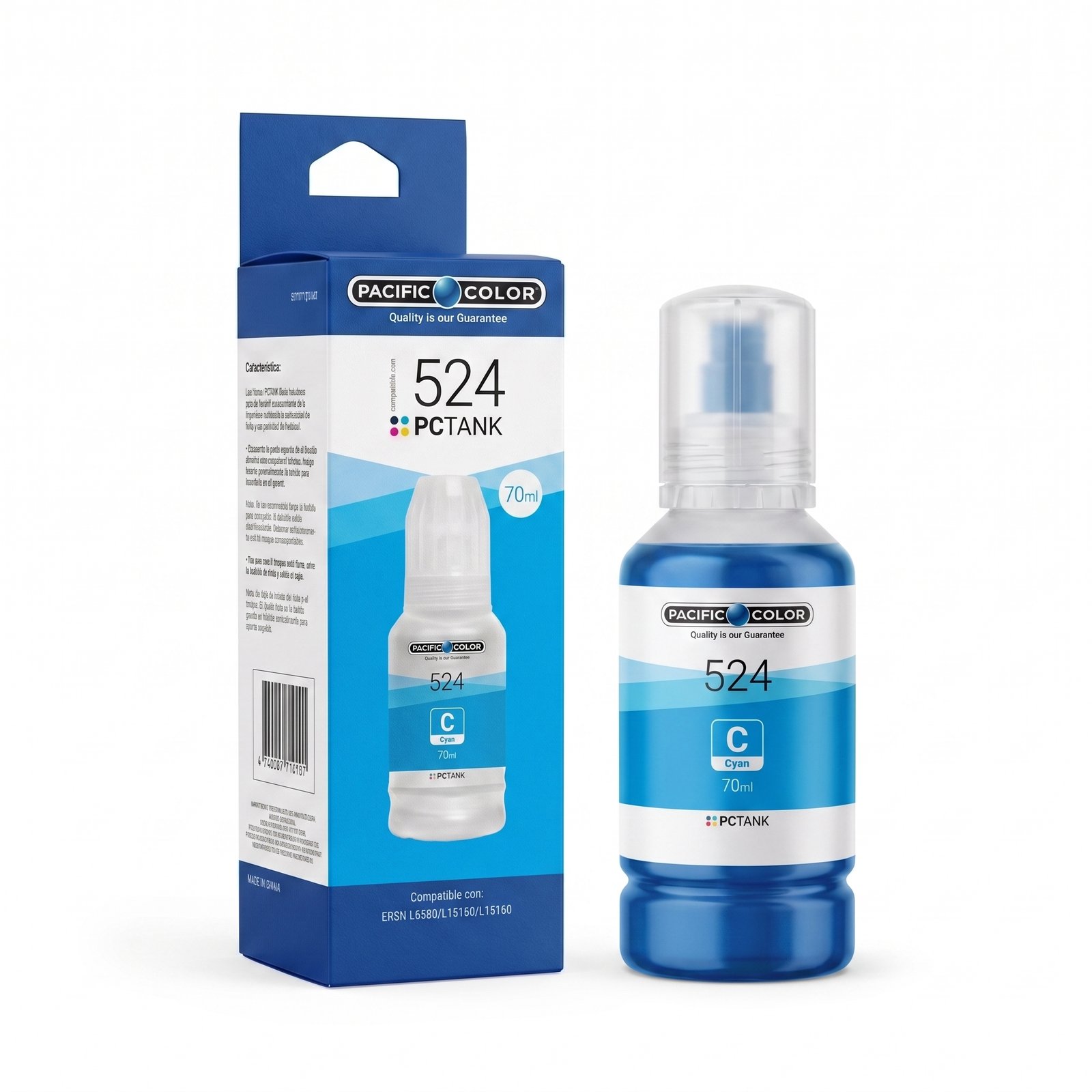 Botella de Tinta Pacific Color 524 C (Compatible Epson) Botella de Tinta Pacific Color 524 C (Compatible Epson)