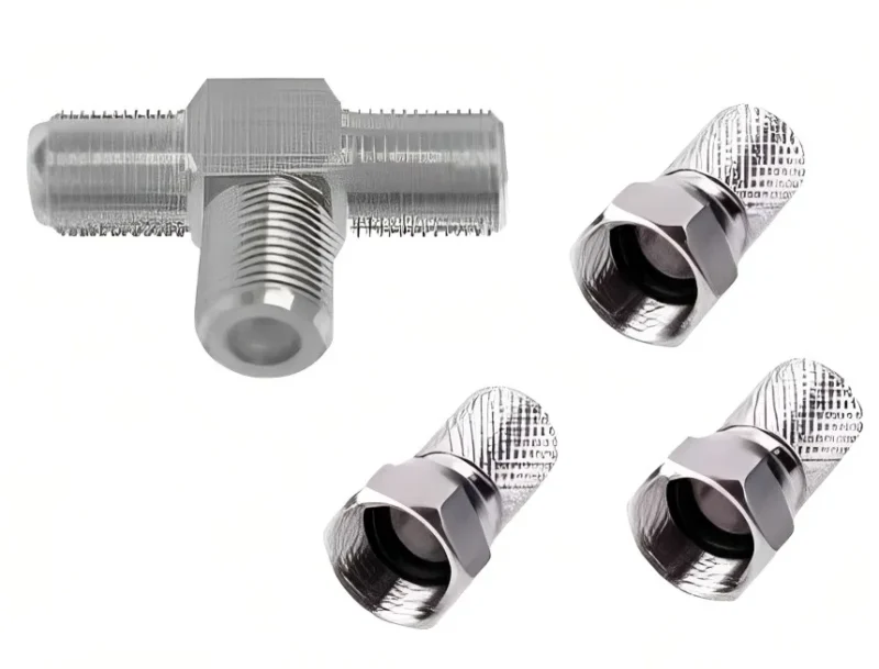 conector coaxial t + 3 puntas de union rg 6