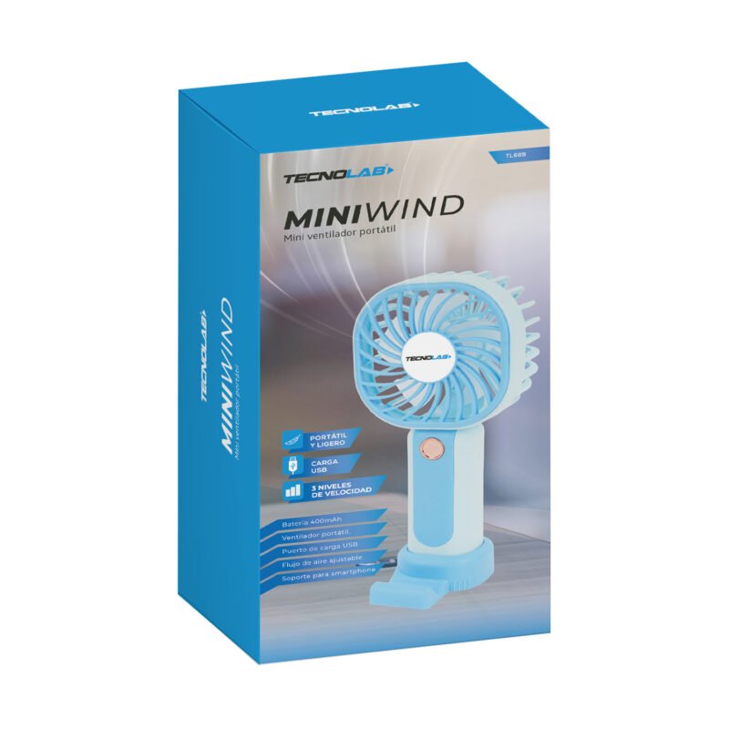 ventilador tecnolab portátil recargable — vista 3