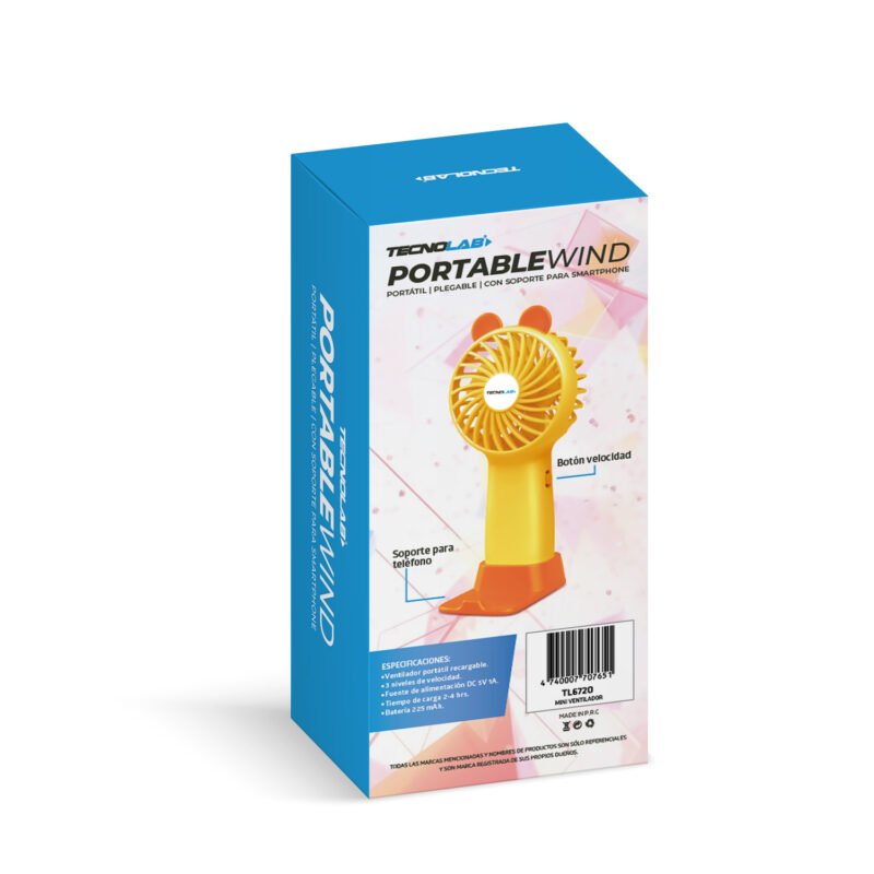 ventilador tecnolab portátil recargable orange — vista 5