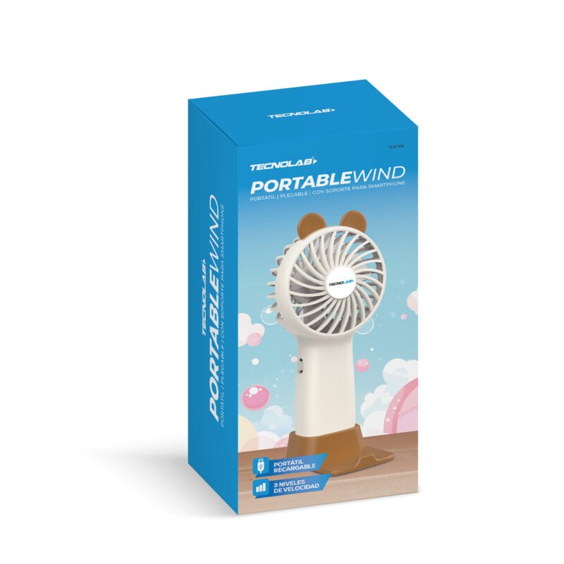 ventilador tecnolab portátil recargable white — vista 5