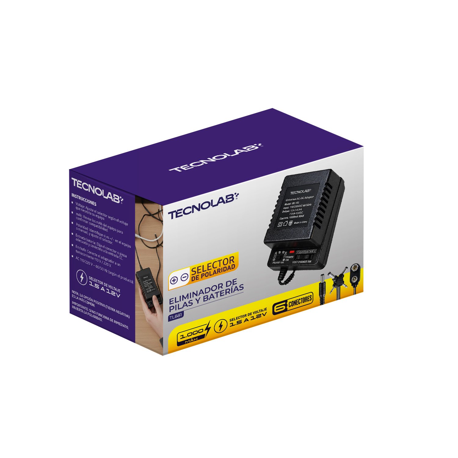 Eliminador de Corriente Universal Tecnolab (1000mA) auto draft