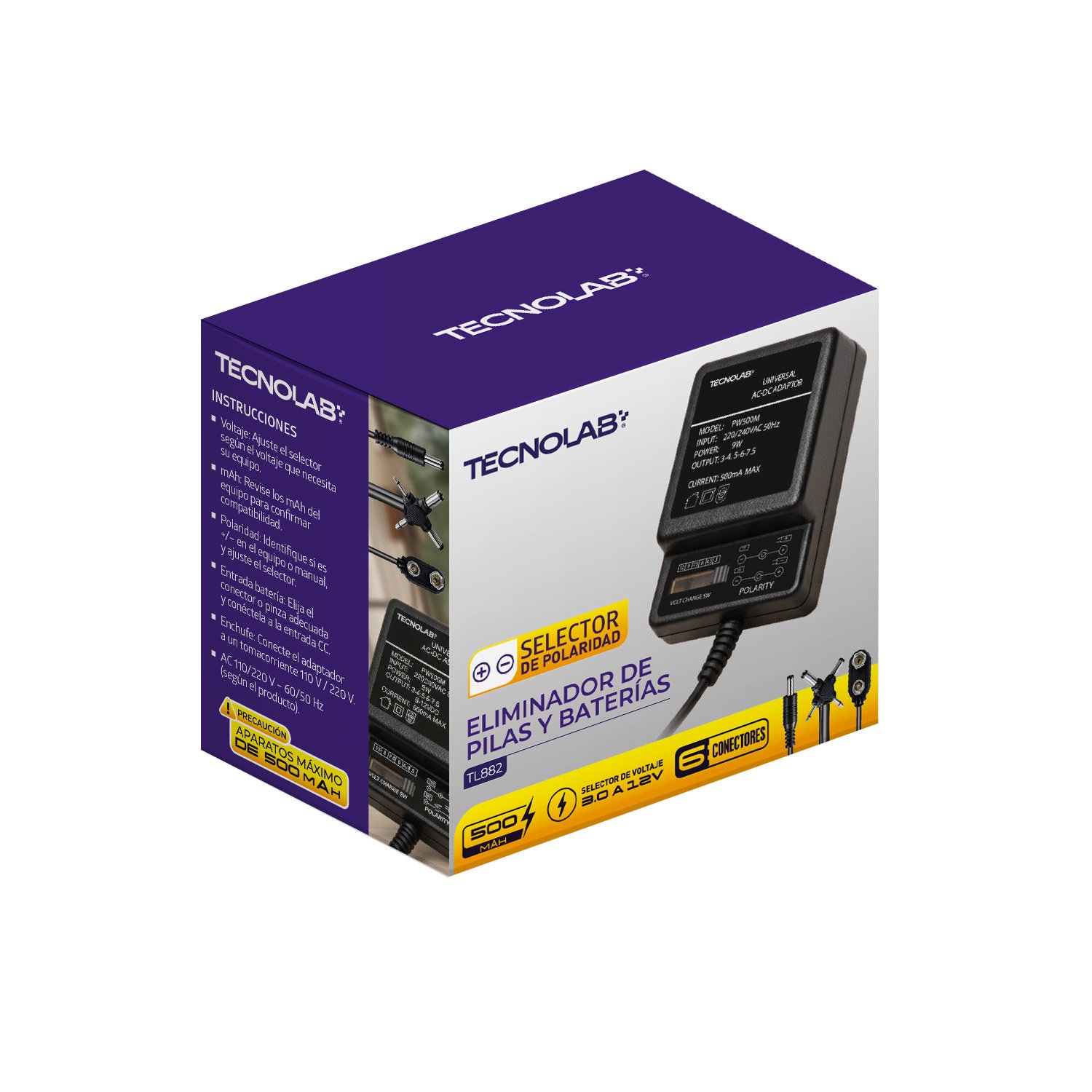 Eliminador de Corriente Universal Tecnolab (500mA) Eliminador de Corriente Universal Tecnolab (500mA)