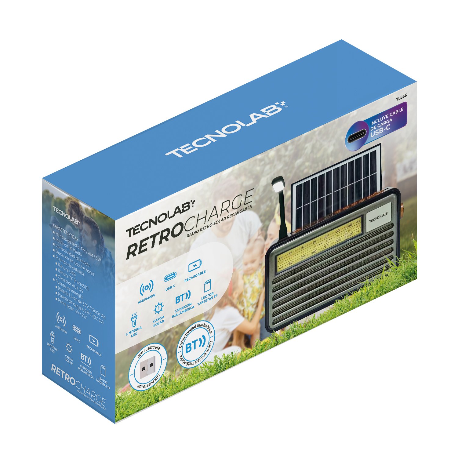Radio Retro Solar Multifunción Tecnolab (TL866) Radio Retro Solar Multifunción Tecnolab (TL866)