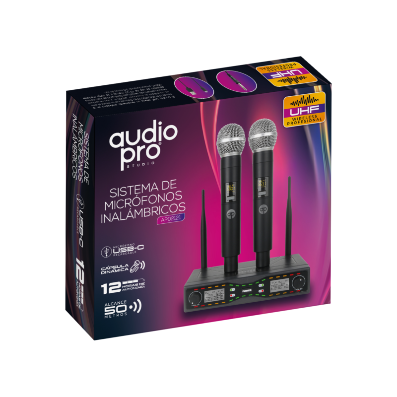Sistema Dual de Micrófonos Inalámbricos UHF AudioPro