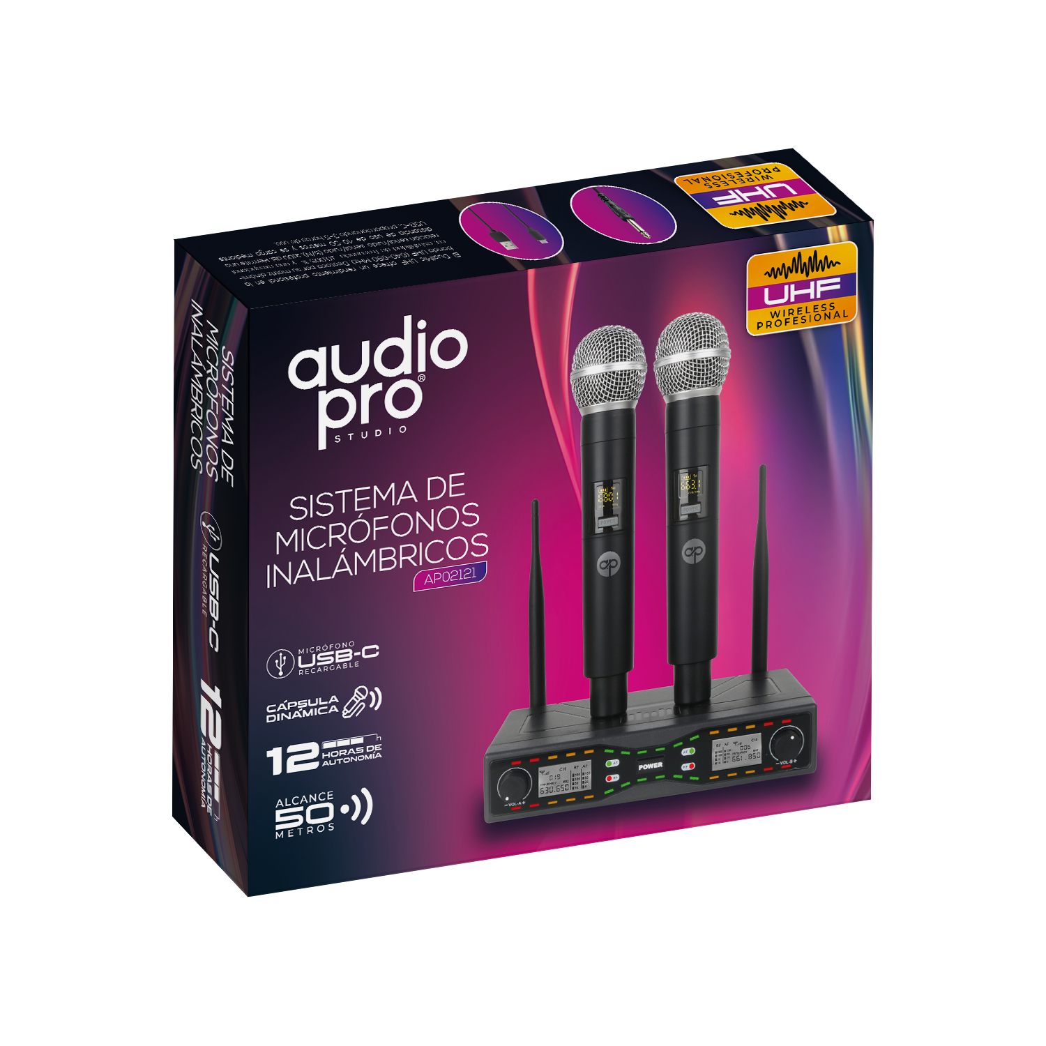 Sistema Dual de Micrófonos Inalámbricos UHF AudioPro Sistema Dual de Micrófonos Inalámbricos UHF AudioPro