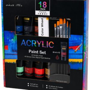 Set Pintura Acrílica Giorgione AC-352 · 12 Colores 36 ml + 6 Pinceles