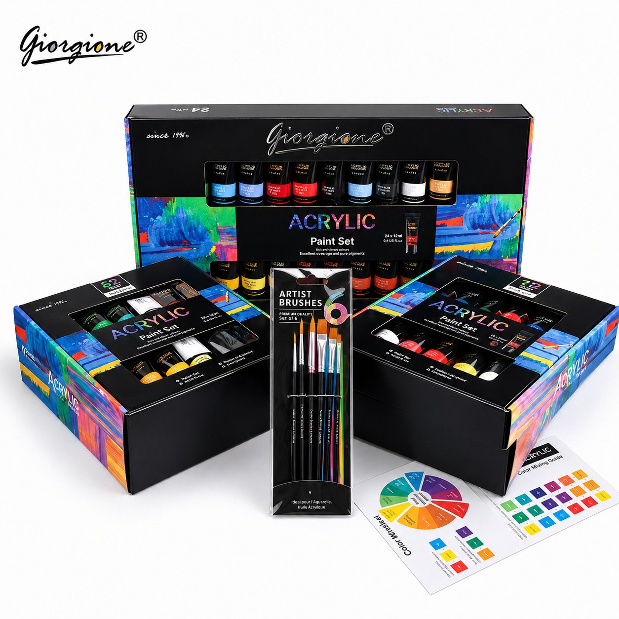 Set Pintura Acrílica Giorgione AC-352 · 12 Colores 36 ml + 6 Pinceles Set Pintura Acrílica Giorgione AC-352 · 12 Colores 36 ml + 6 Pinceles - Imagen 3