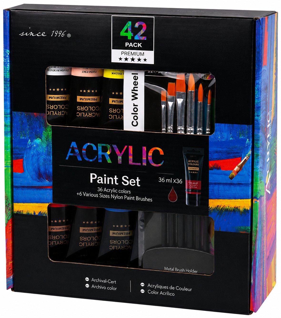 Set Pintura Acrílica Giorgione AC-35 · 36 Colores 36 ml + 6 Pinceles Set Pintura Acrílica Giorgione AC-35 · 36 Colores 36 ml + 6 Pinceles
