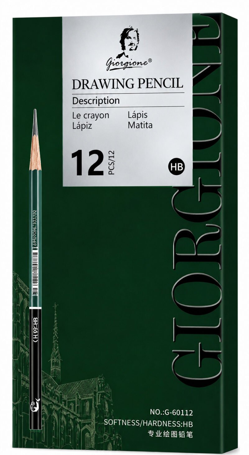 Set 12 Lápices Mixtos de Dibujo Giorgione G-08912 · Grafito 2H a 8B y Carbón