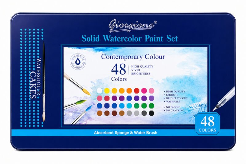 Set 48 Acuarelas en Pastilla Giorgione G-900 con Papel, Esponja y Blanco Opaco