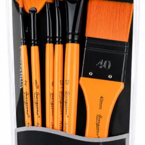 Set 6 Pinceles Giorgione G-A8010 100% Nylon Mango Naranja