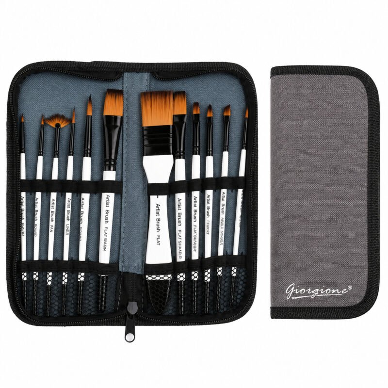 Set 13 Pinceles Giorgione G-F130 para Acuarela con Estuche de Lienzo
