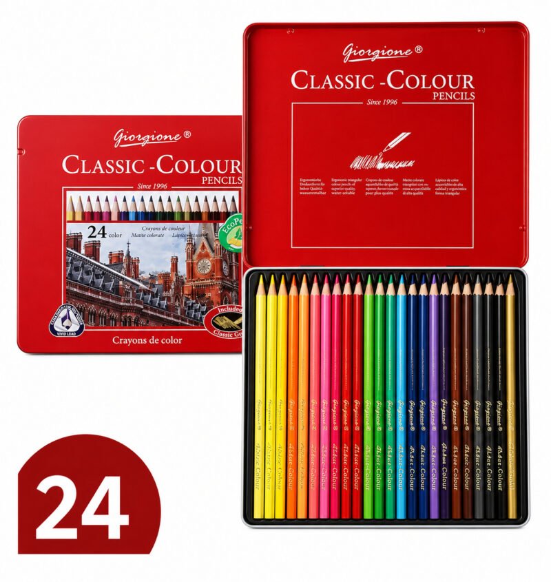 Set 24 Lápices de Color Clásicos Giorgione Classic-Colour en Caja Metálica