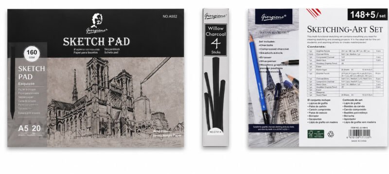 Set de Artista 148 Piezas Giorgione Sketching-Art con 120 Lápices de Color y Sketchbook — vista 2