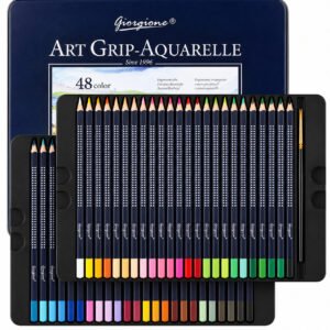 Set 48 Lápices de Color Acuarelables Giorgione Art Grip + Pincel en Caja Metálica