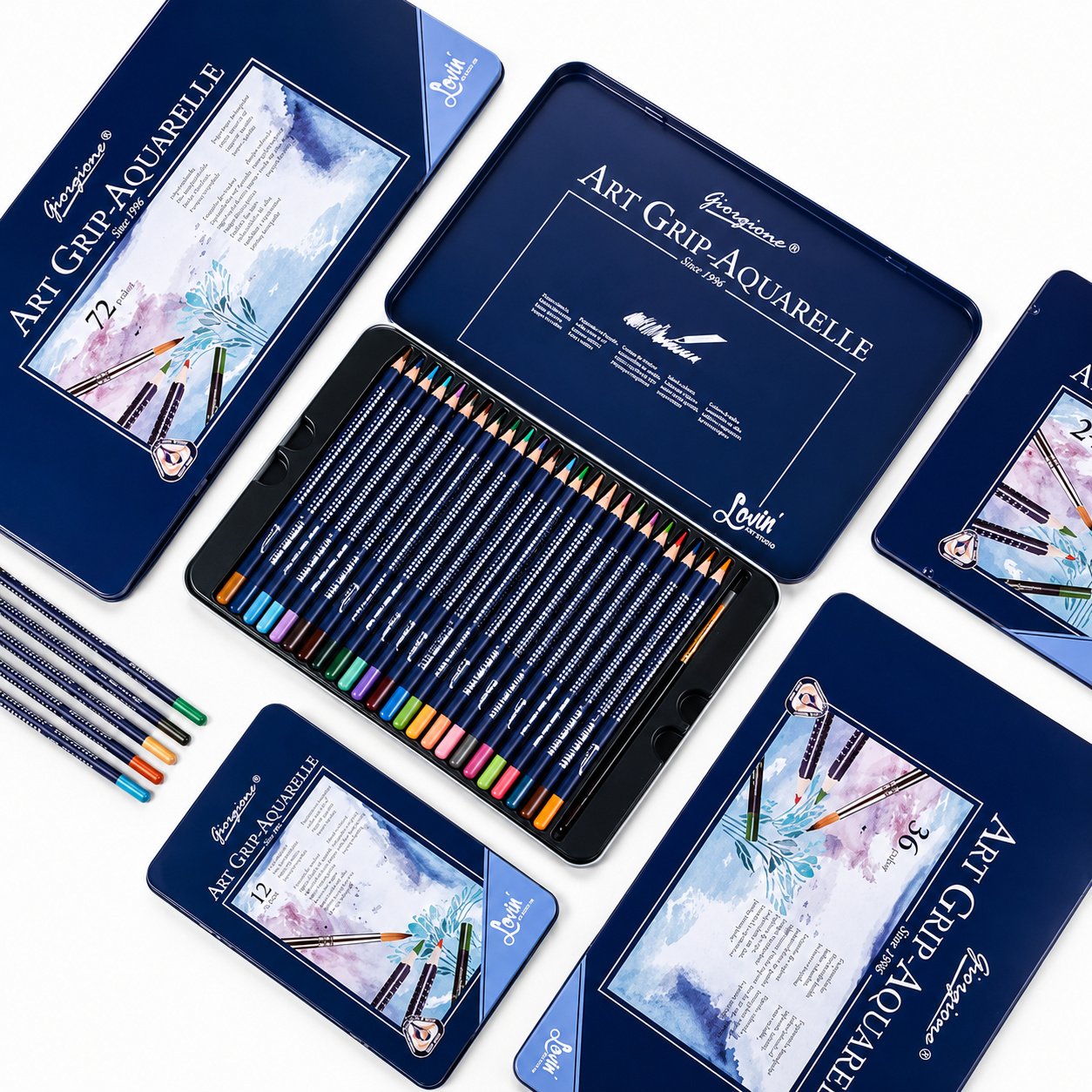 Set 72 Lápices de Color Acuarelables Giorgione Art Grip + Pincel en Caja Metálica Set 72 Lápices de Color Acuarelables Giorgione Art Grip + Pincel en Caja Metálica - Imagen 3