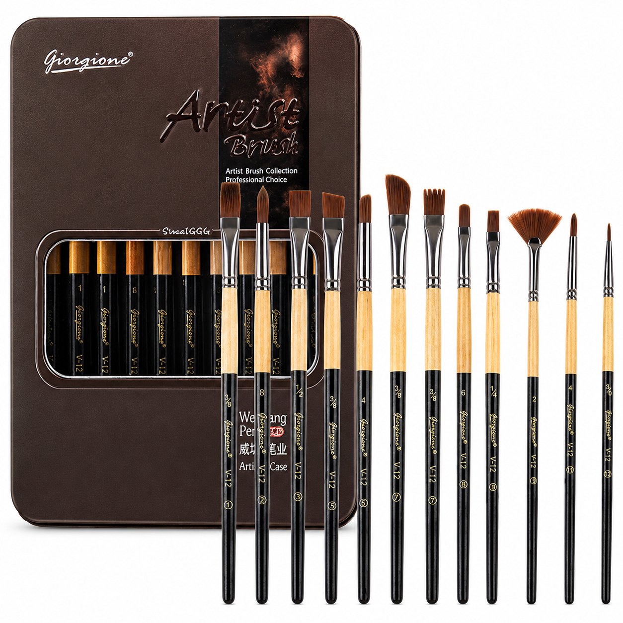 Set 12 Pinceles Mixtos Giorgione G-V12 Artist Brush Collection con Bolsa de Terciopelo Set 12 Pinceles Mixtos Giorgione G-V12 Artist Brush Collection con Bolsa de Terciopelo