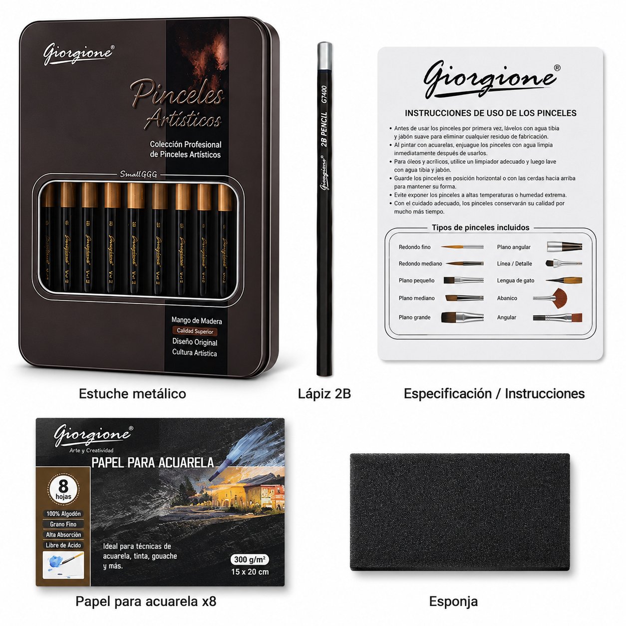 Set 12 Pinceles Mixtos Giorgione G-V12 Artist Brush Collection con Bolsa de Terciopelo Set 12 Pinceles Mixtos Giorgione G-V12 Artist Brush Collection con Bolsa de Terciopelo - Imagen 3