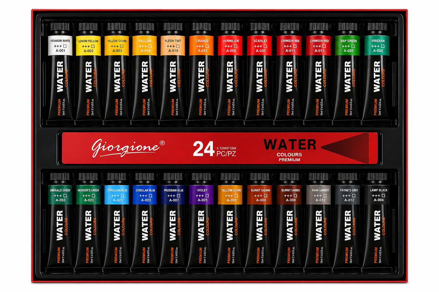 Set 24 Acuarelas en Tubo Giorgione G-WC2401 · 24 Colores 12 ml Set 24 Acuarelas en Tubo Giorgione G-WC2401 · 24 Colores 12 ml