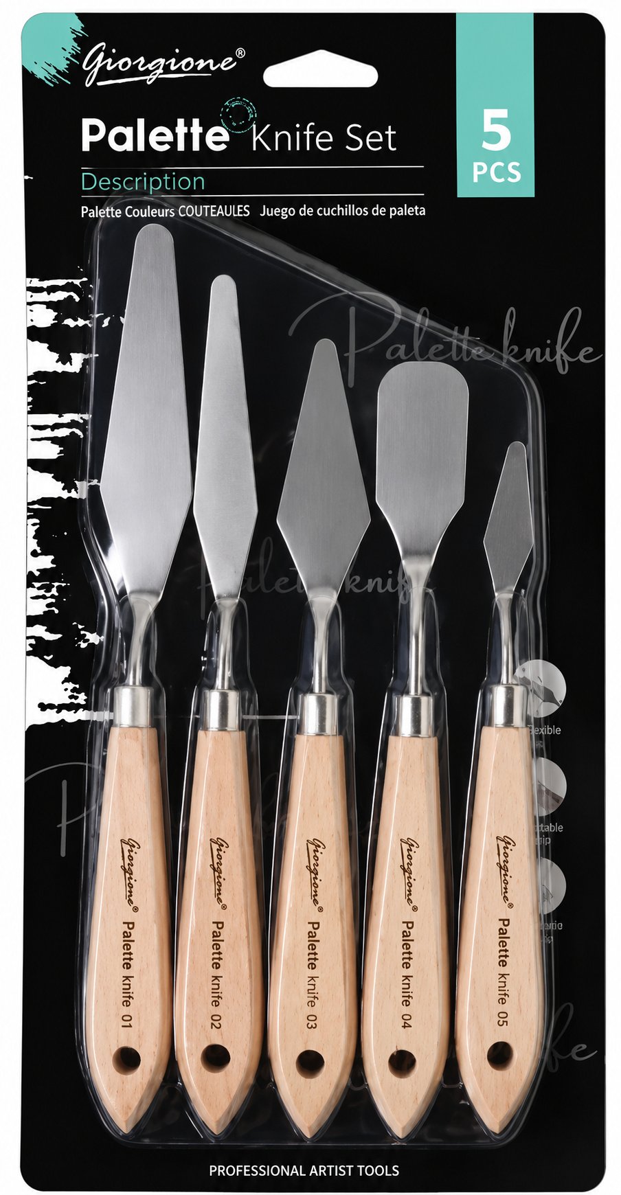 Set de 5 Espátulas Giorgione (Mango de Madera) Set de 5 Espátulas Giorgione (Mango de Madera)