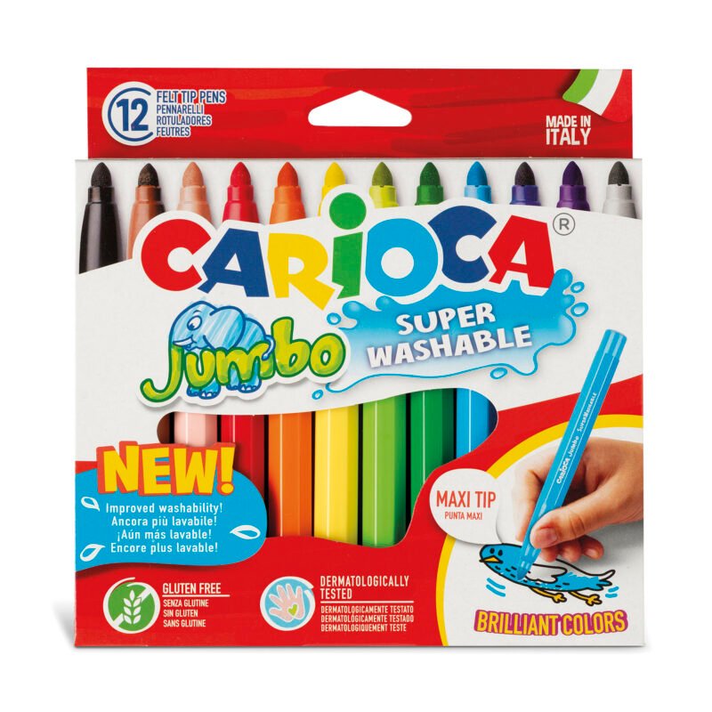 Plumones Carioca Jumbo 12 Unidades Punta Gruesa