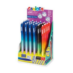 Expositor 30 Bolígrafos Borrables Carioca Oops Easy Azul, Negro y Rojo
